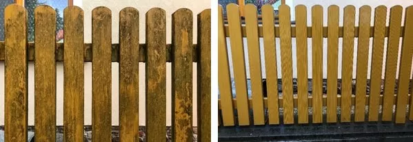 Podzimní údržba kašírovaných plotovek: před a po